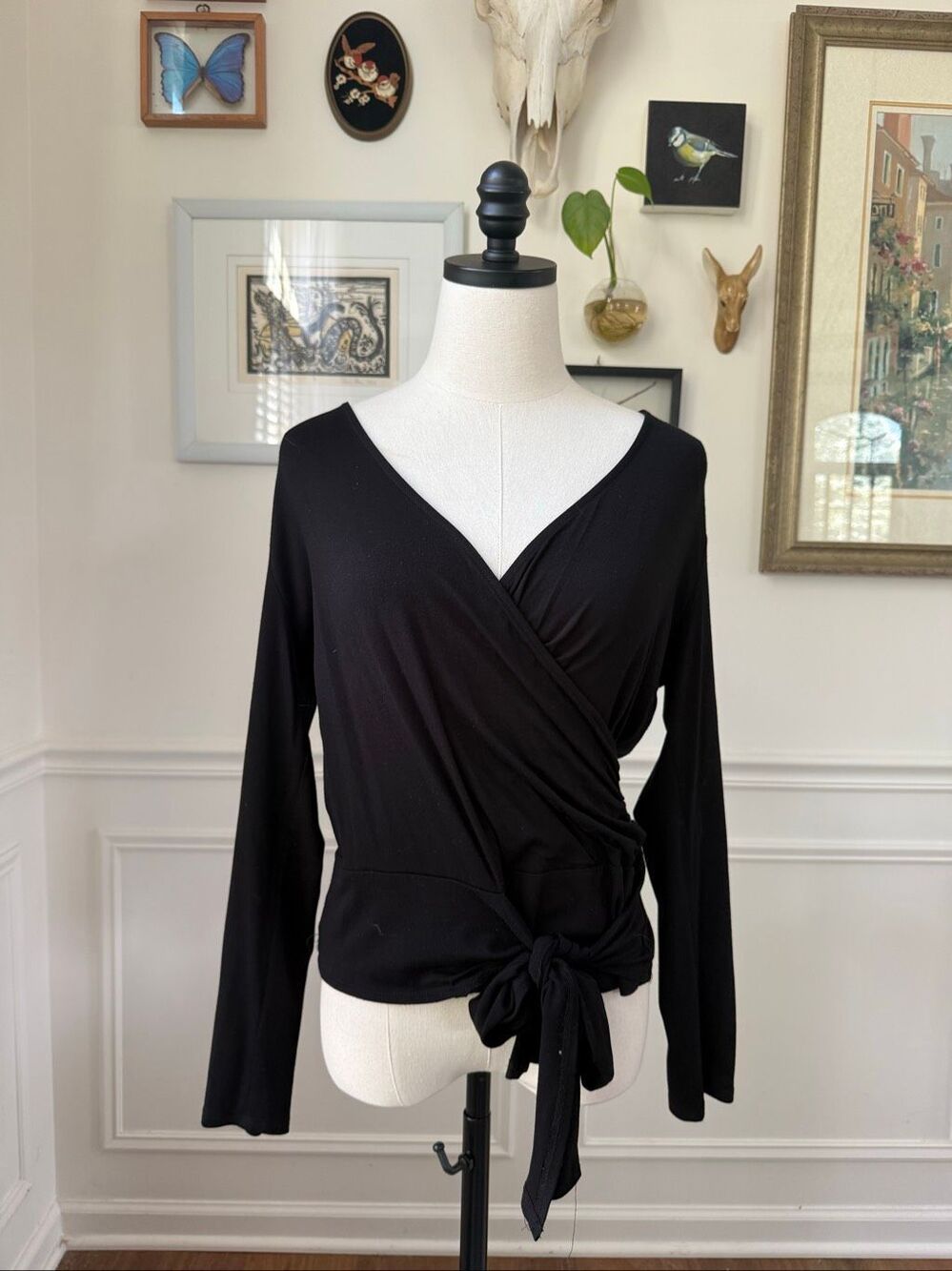 Vince Camuto Faux Wrap Top Black M